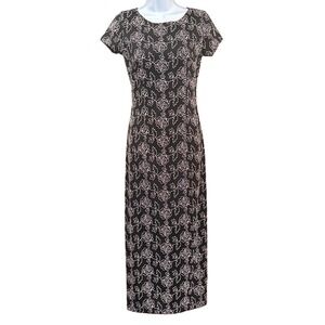 90s Up Front Maxi Dress Floral Rose Minimalist Goth